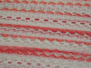 Feather Edge Eyelet Lace Per Meter 30mm Cream/Red